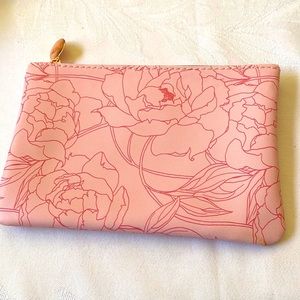 Ipsy pink floral rose gold color tag cosmetic travel Bag